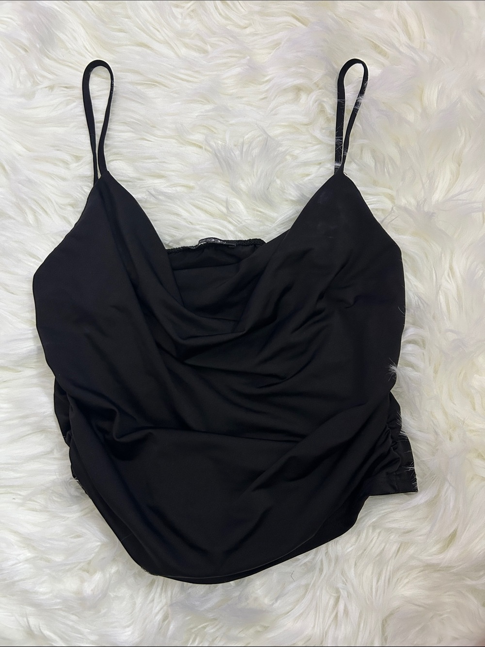 Papermoon Black Cowl Neck Spaghetti Strap Top
